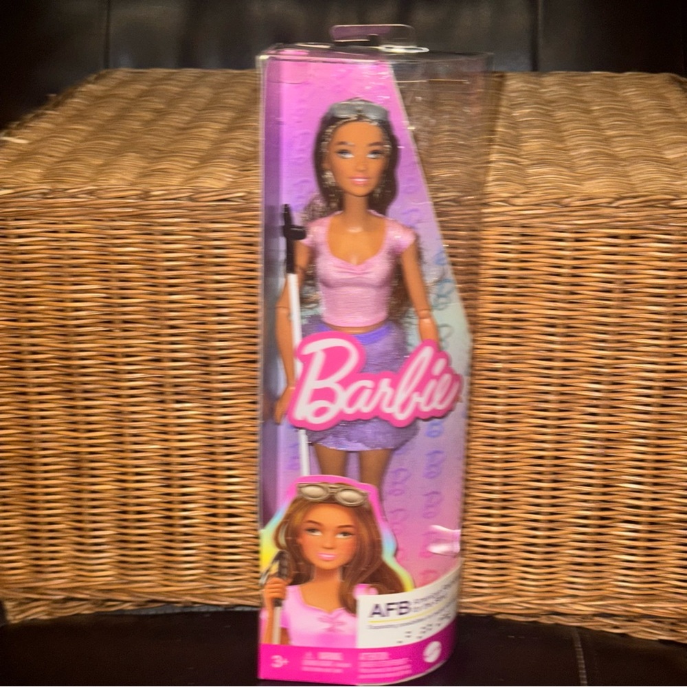 Barbie Doll AFB American Foundation For The Blind with cane & glasses (Braille)